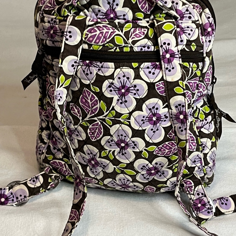 Vera Bradley Discontinued Plum Petal Floral Purple /Green /Black Backpack EUC - Picture 8 of 16